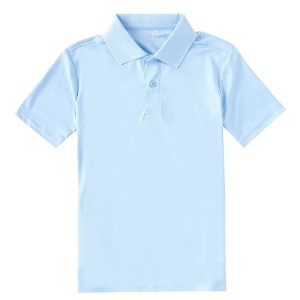 Boys Size 6/7 Class Club Light Blue Short Sleeve Performance Polo Shirt